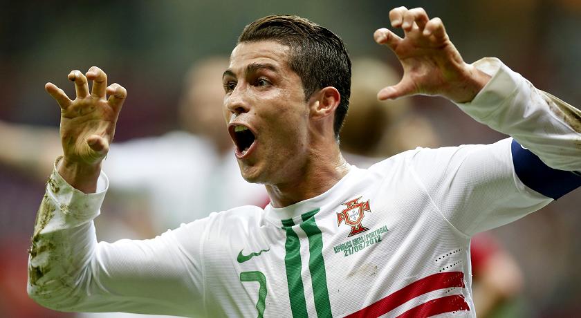 CZECH OUT RON ... Cristiano Ronaldo celebrates after heading Portugal's winner